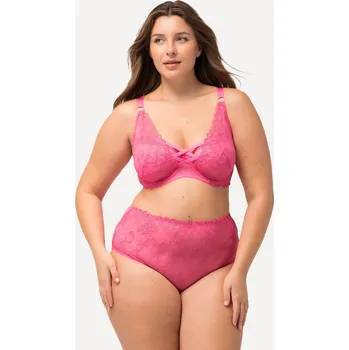 Podprsenka Ulla Popken, Plus size Podprsenka s kosticemi, ozdobné stuhy, srdcová krajka, košíčky C-F pro plnoštíhlé nadměrná velikost, 824204511-1121, růžový, 90F, Nadměrné velikosti, Plus size oblečení, Oblečení pro boubelky, Oblečení pro baculky, Oblečení pro plno