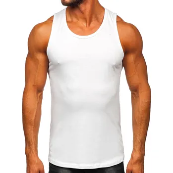 Pánské oblečení Bílé pánské tílko tank top bez potisku Bolf 1205-1 - L