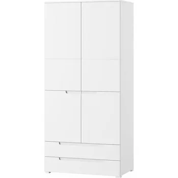 Šatní skříň SAMOA 28 (SELENE 28) - SKŘÍŇ - 2dvířková 2šuplíky - bílá mat / bílá lesk (SZ) (K150-Z)