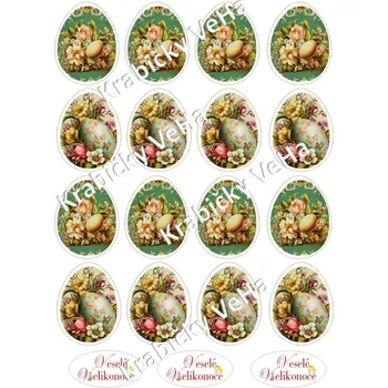Jedlá dekorace na dort Fondánový list A4 motiv "Velikonoční vejce " 5 cm