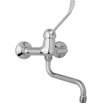 Vodovodní baterie JB Sanitary Nástěnná dřezová a umyvadlová baterie SLIM, rozteč 150 mm, s lékařskou pákou A20 35 50