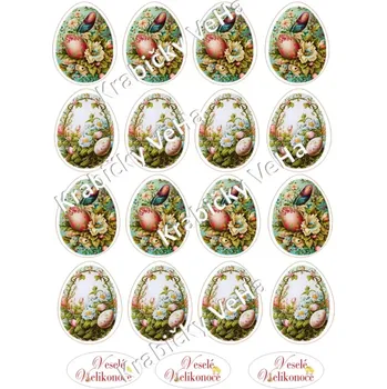 Jedlá dekorace na dort Fondánový list A4 motiv "Velikonoční vejce " 5 cm