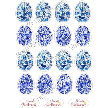 Jedlá dekorace na dort Fondánový list A4 motiv "Velikonoční vejce " 5 cm