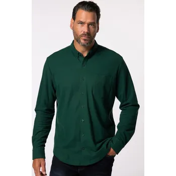 Pánská košile JP1880, Plus size Piké kosktovaná košile JP1880, dlouhé rukávy, mini límeček s knoflíky, do 8XL pro plnoštíhlé nadměrná velikost, 831506450-1456, tyrkysový, 7XL, Plus size oblečení, Oblečení pro vysoké muže, Nadměrné velikosti, Oblečení pro plnoštíhlé.
