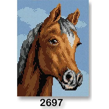 Vyšívací vzor Vyšívací předloha, obrázek na vyšívání 70246/2697, kůň 3, hnědo-modrá, 18x24cm