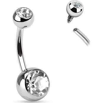 Piercing Atreya Piercing do pupíku s vnitřním šroubováním s čirými krystaly Velikost: 1,6 mm x 10 mm x 5 mm x 8 mm