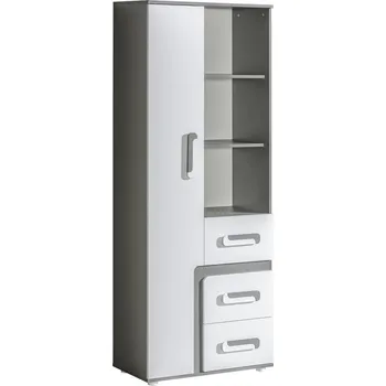 Šatní skříň Kombinovaná dětská skříň APALUCHA 4, šedá/bílá