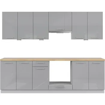 Kuchyňská linka FL KOMPLET TOP LINE 260 S VYBAVENÍM šedá grenola/šedý lesk***POSLEDNÍ KUS