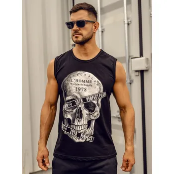 Oblečení a móda Černé pánské tílko s potiskem tank top Bolf 14807A - 2XL