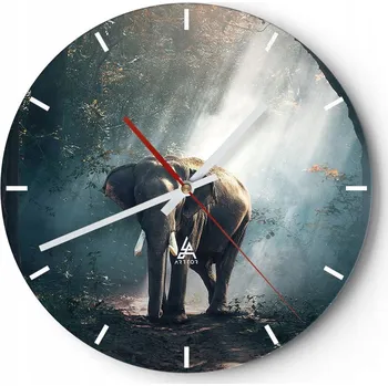 Hodiny Velké nástěnné hodiny 40x40 cm Zvířata Skleněné hodiny Kulatý Tiché