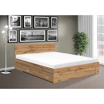 Postel Nabytekmorava Manželská postel Simon s úložným prostorem a roštem 180x200cm barva lamina: Dub Wotan
