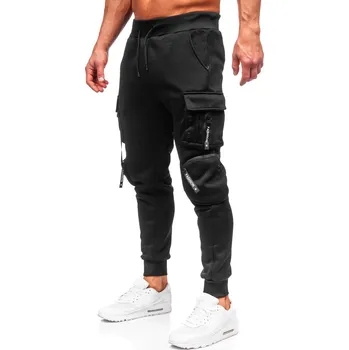 Pánské kalhoty Černé pánské jogger teplákové kapsáčé Bolf HSS118 - 2XL
