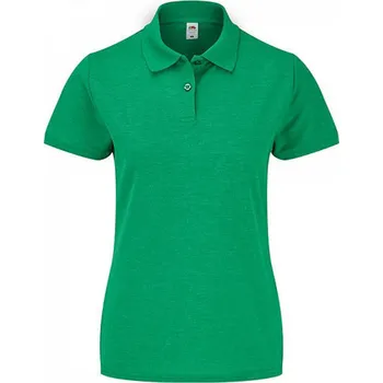 Dámské tričko Fruit of the Loom Dámské směsové polo s bočními rozparky Barva: zelená melír, Velikost: XS F517
