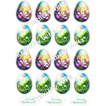 Jedlá dekorace na dort Fondánový list A4 motiv "Velikonoční vejce " 5 cm