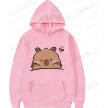 Dámský svetr Dámská mikina s narozeninovým motivem "Kapybara" v růžové barvě Motiv: 4 kapybara, Velikost: XXXL