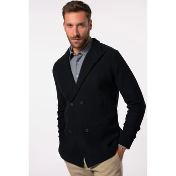 Dámské sako JP1880, Plus size Úpletové sako, dvouřadé, klopy, kapsy pro plnoštíhlé nadměrná velikost, 828801130-1456, modrý, 7XL, Plus size oblečení, Oblečení pro vysoké muže, Nadměrné velikosti, Oblečení pro plnoštíhlé.