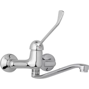 Vodovodní baterie JB Sanitary Nástěnná dřezová a umyvadlová baterie SLIM, rozteč 150 mm, s lékařskou pákou A20 35 20