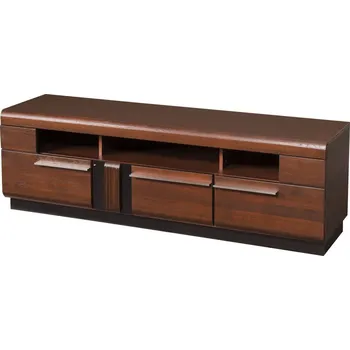 Televizní stolek PORTUGAL 25 - TV STOLEK, 3 dvířka, masiv, dub antický/elementy černé sklo -(PORTI)smontovaný nábytek (SZ) (K150-E)