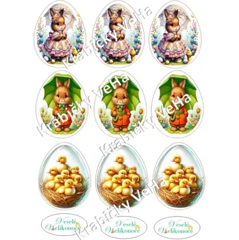 Jedlá dekorace na dort Fondánový list A4 motiv "Velikonoční vejce " 7 cm