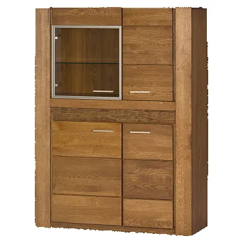 Knihovna VANCOUVER 15 - vitrína nízká 1W3D - dub rustikal (VELVET 15) (smontovaný nábytek) (1 balík) (SZ) (K150-Z)