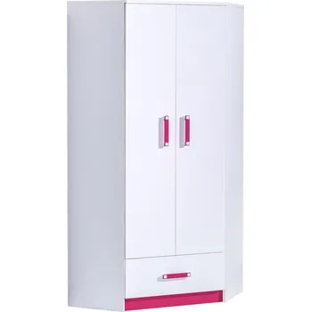 Šatní skříň TRUFEL 2- Skříň šatní rohová (Trafiko 2) - bílá/růžová (DO) (K150-Z)