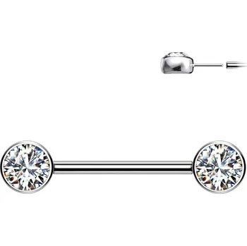 Piercing Atreya Titanový bezzávitový piercing do bradavek s plochými kuličkami Alicia Barva: Růžová