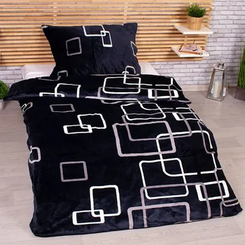 Povlečení Mikroplyšové povlečení Čtverce 140 x 200, 70 x 90 cm zipový uzávěr