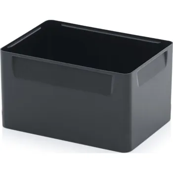 ESD vkládací boxy Čtyřnásobné dělení 28,2 x 18,3 x 15 cm - Dopravní černá - materiál: ESD PS - ESD EK 4/150
