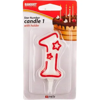Party dekorace BANQUET Svíčka narozeninová č.1 MY PARTY 7 x 4,5 cm