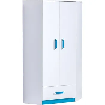 Šatní skříň TRUFEL 2- Skříň šatní rohová (Trafiko 2) - bílá/tyrkys (DO) (K150-Z)