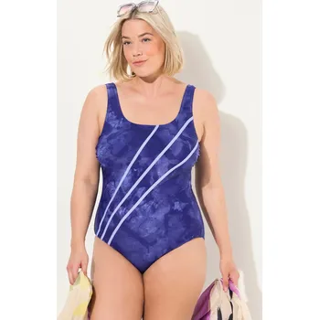 Dámské plavky Ulla Popken, Plus size Plavky, diagonální pruhy, bez měkkých košíčků pro plnoštíhlé nadměrná velikost, 835095847-1131, modrý, 54/56, Nadměrné velikosti, Plus size oblečení, Oblečení pro boubelky, Oblečení pro baculky, Oblečení pro plnoštíhlé, Oblečení pro