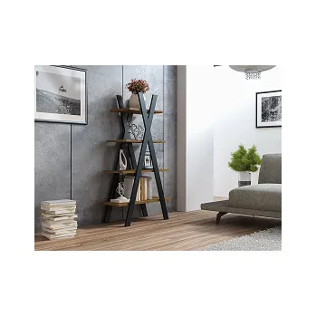 Knihovna TRENDY TIP - REGÁL POLICOVÝ - MDF - dub wotan/ černá (TIPIDWC=1balík) (S) (K150-Z)