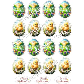 Jedlá dekorace na dort Fondánový list A4 motiv "Velikonoční vejce " 5 cm