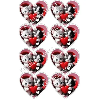 Jedlá dekorace na dort Fondánový list A4 motiv "Srdíčka z lásky" na vykrajovátko 8x7,5 cm