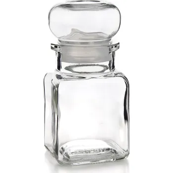 Dóza na potraviny Kořenka 120ml hranatá s uzávěrem skleněná