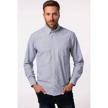 Pánská košile JP1880, Plus size Oxford košile, dlouhé rukávy, pruhy, límeček s knoflíky, Modern střih, do 8XL pro plnoštíhlé nadměrná velikost, 828799902-1452, modrý, 3XL, Plus size oblečení, Oblečení pro vysoké muže, Nadměrné velikosti, Oblečení pro plnoštíhlé.