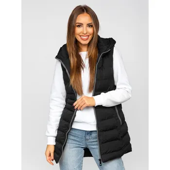 Dámská vesta Černá dámská prodloužená prošívaná vesta Bolf 7040 - XL