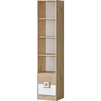 Knihovna NIKOS 6 - Regál 40 vysoký (NICO 6) - bílá/dub světlý - úchyt dub světlý (DO) (K150-Z)