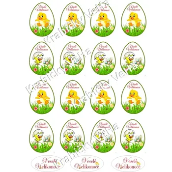 Jedlá dekorace na dort Fondánový list A4 motiv "Velikonoční vejce " 5 cm