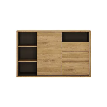 Komoda SYRAKUSA 43- Komoda s policemi 1D3S- lamino dub shetland/ šedá (Shetland 43=2BALÍKY) (W) ***POSLEDNÍ KUSY