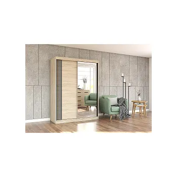 Šatní skříň VITAL 07- se zrcadlem (VISTA 07 s lustrem=4balíky) - ŠATNÍ SKŘÍŇ 150 - 2 dvéřová - korpus dub sonoma / dveře dub sonoma /zrcadlo (IZ) (K150)