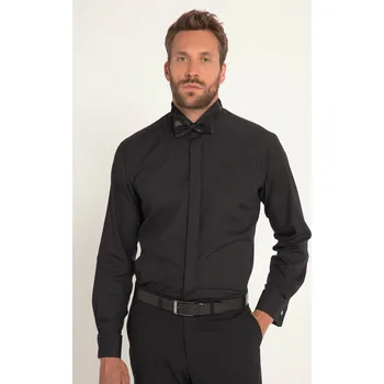 Pánská košile JP1880, Plus size Smokingová košile, kolekce Business, manžetové knoflíčky, do velikosti 8XL pro plnoštíhlé nadměrná velikost, 796706100-1455, černý, 6XL, Plus size oblečení, Oblečení pro vysoké muže, Nadměrné velikosti, Oblečení pro plnoštíhlé.