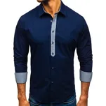Tmavě modrá pánská elegantní košile s dlouhým rukávem Bolf 0939 - M