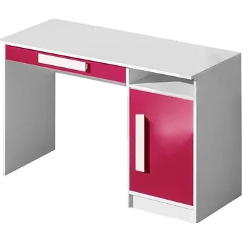 Psací stůl GOLIÁŠ 9- psací stůl (GULIVER 9)-korpus bílá/dvířka růžová lesk/úchyt bílá (DO) (K150-E)