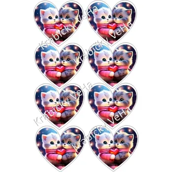 Jedlá dekorace na dort Fondánový list A4 motiv "Srdíčka z lásky" na vykrajovátko 8x7,5 cm