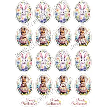Jedlá dekorace na dort Fondánový list A4 motiv "Velikonoční vejce - ZAJÍC 1 " 5 cm