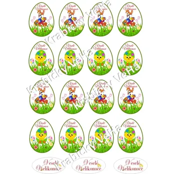 Jedlá dekorace na dort Fondánový list A4 motiv "Velikonoční vejce " 5 cm