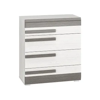 Komoda BERNIS 08 -komoda 4S L/P, lamino, borovice bílá/ borovice bílá/ šedá (ML) (BLANCO08=2BALÍKY) (K150)