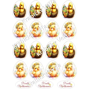 Jedlá dekorace na dort Fondánový list A4 motiv "Velikonoční vejce " 5 cm