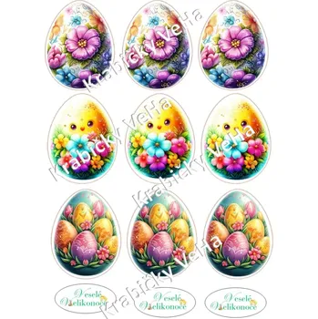 Jedlá dekorace na dort Fondánový list A4 motiv "Velikonoční vejce " 7 cm